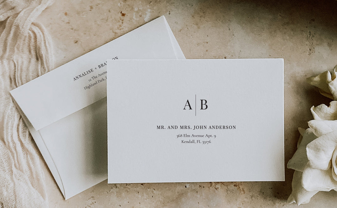 Modern Initials Recipient and Return Envelope Addressing