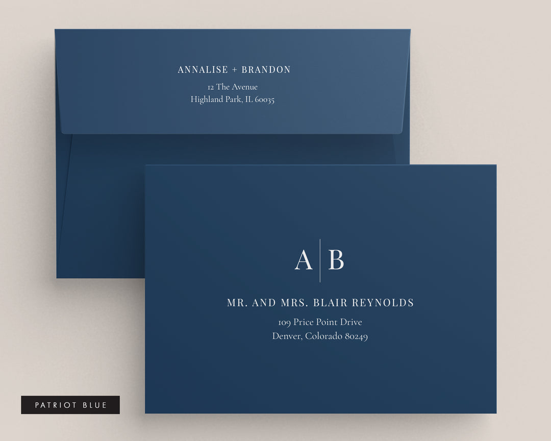 Modern Initials Collection Envelopes - White Ink Printing