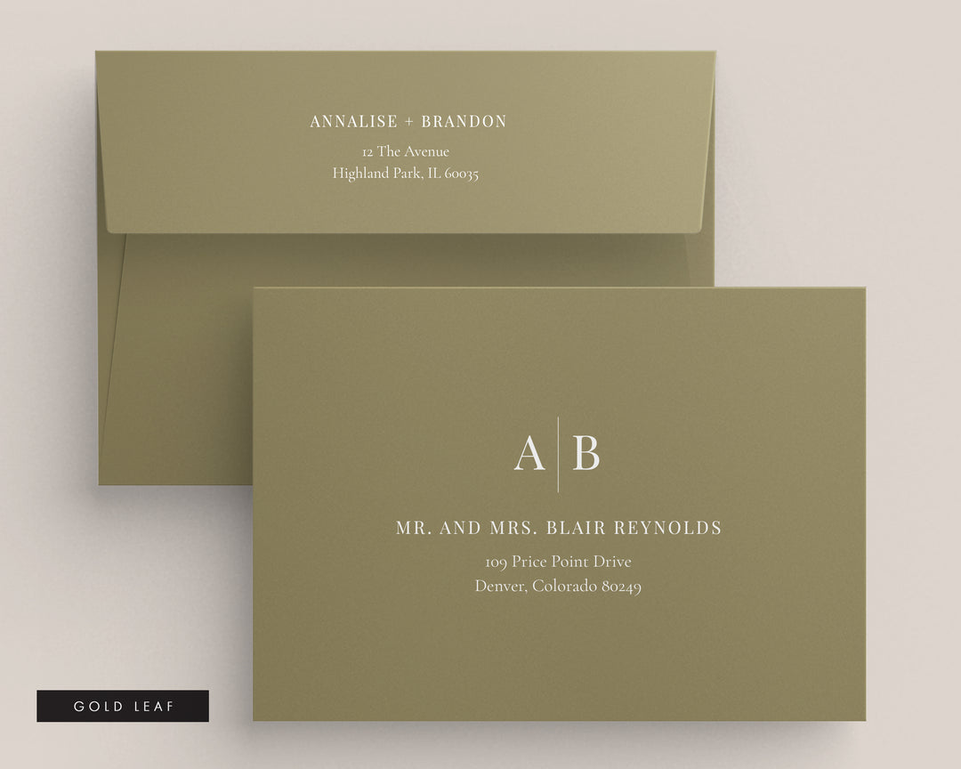 Modern Initials Collection Envelopes - White Ink Printing