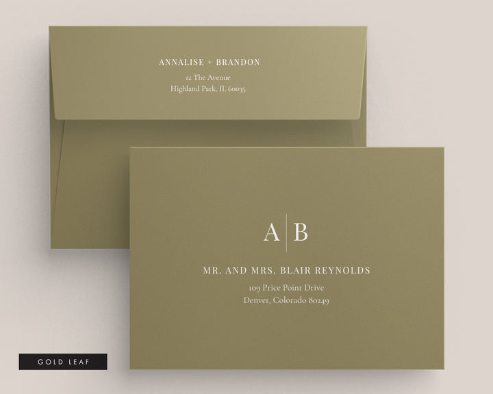 Modern Initials Collection Envelopes - White Ink Printing