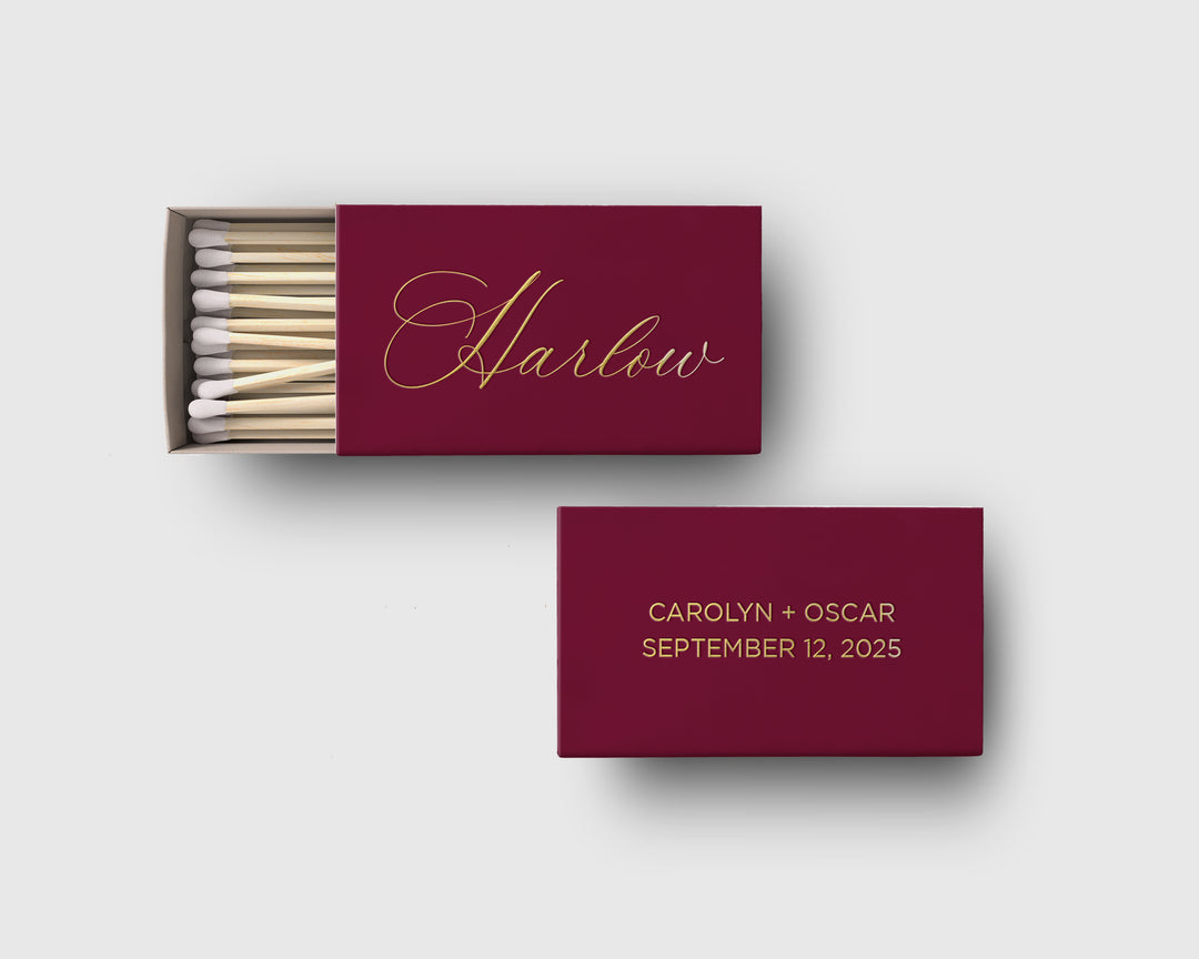 Romantic Calligraphy Matchbox Favor