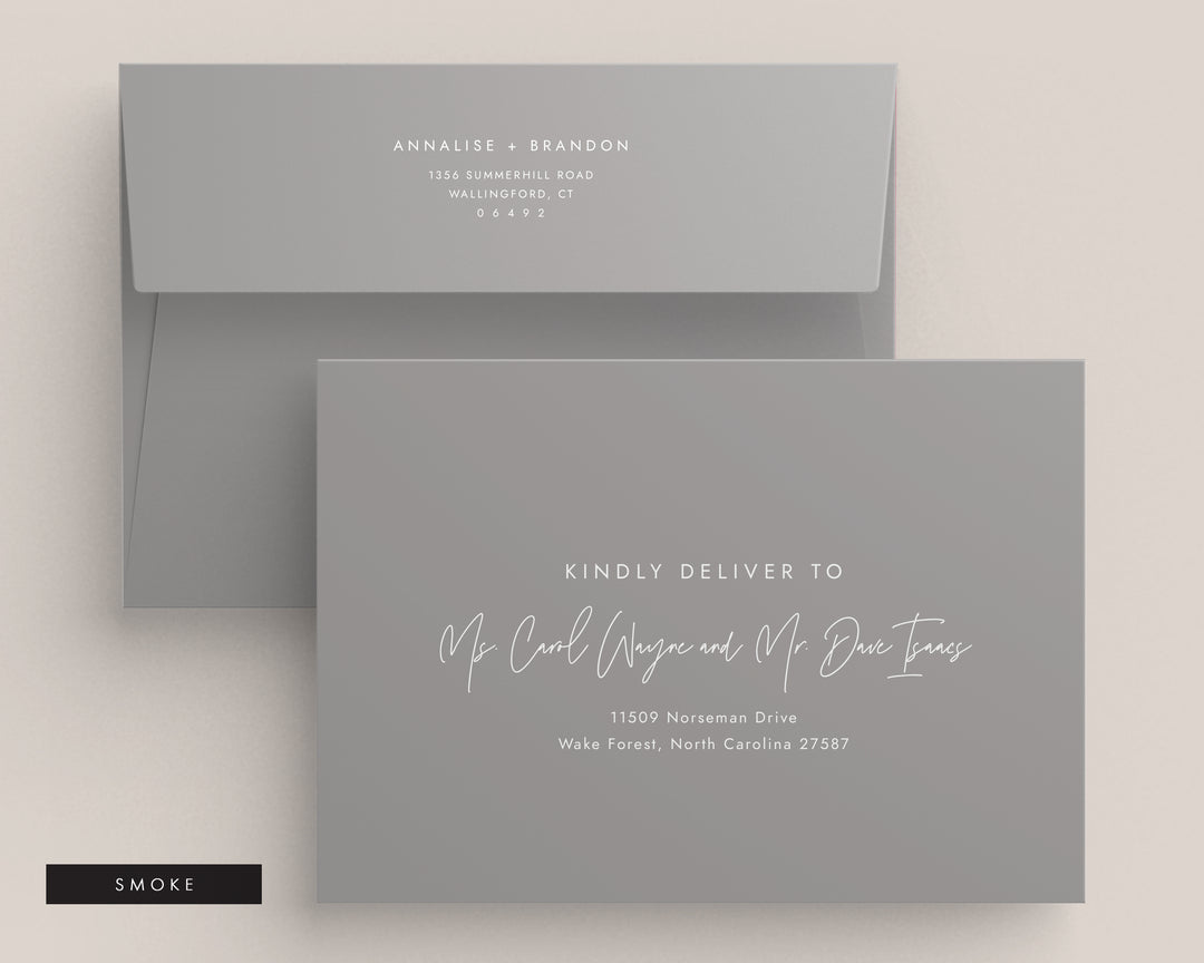 Modern Monogram Envelopes - White Ink Printing
