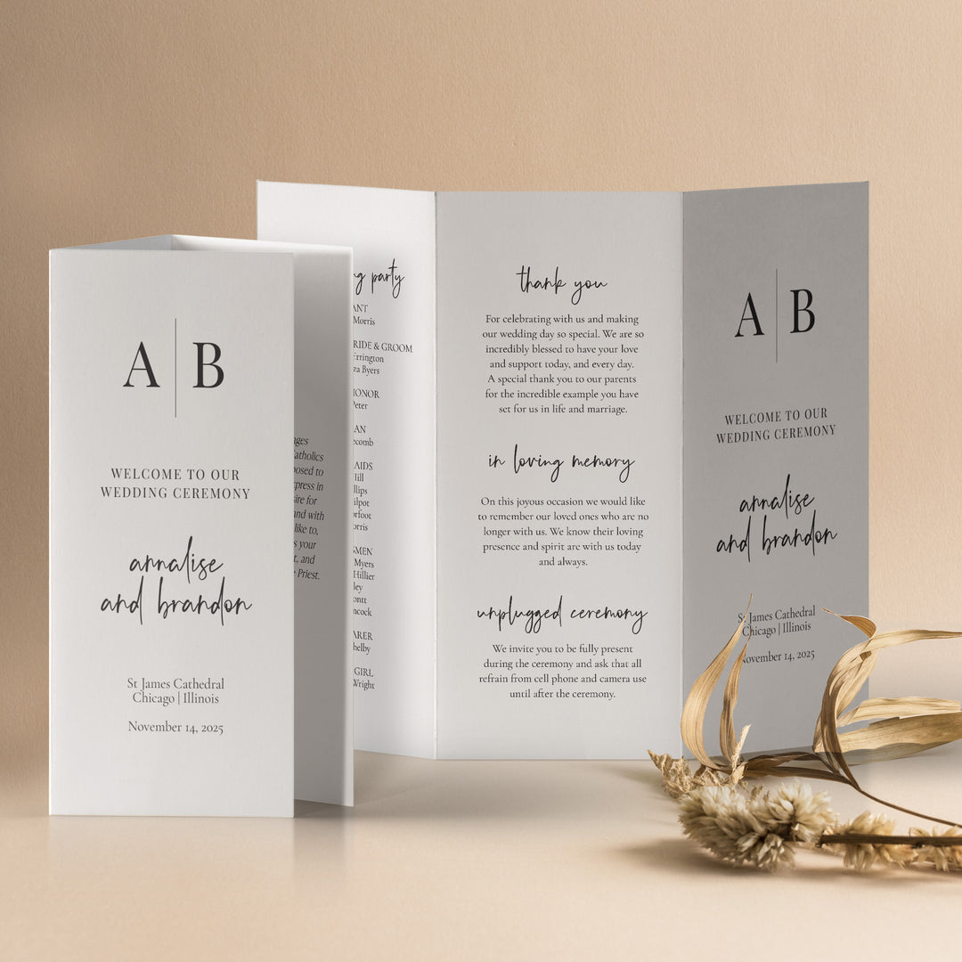 Modern Initials Wedding Program