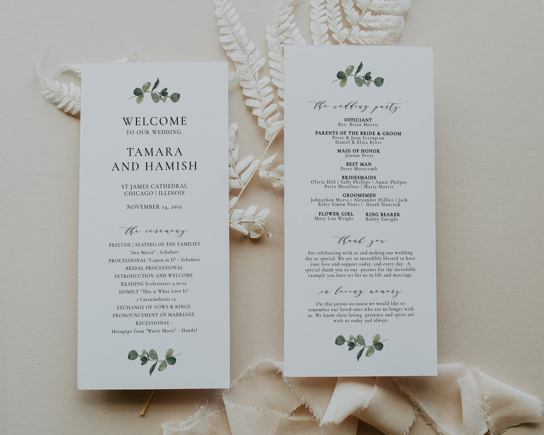 Eucalyptus Tea Length Ceremony Program