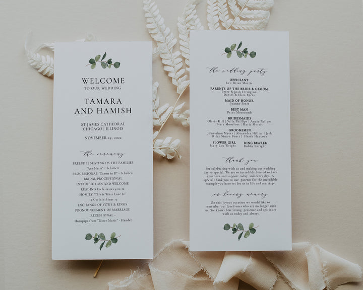 Eucalyptus Tea Length Ceremony Program