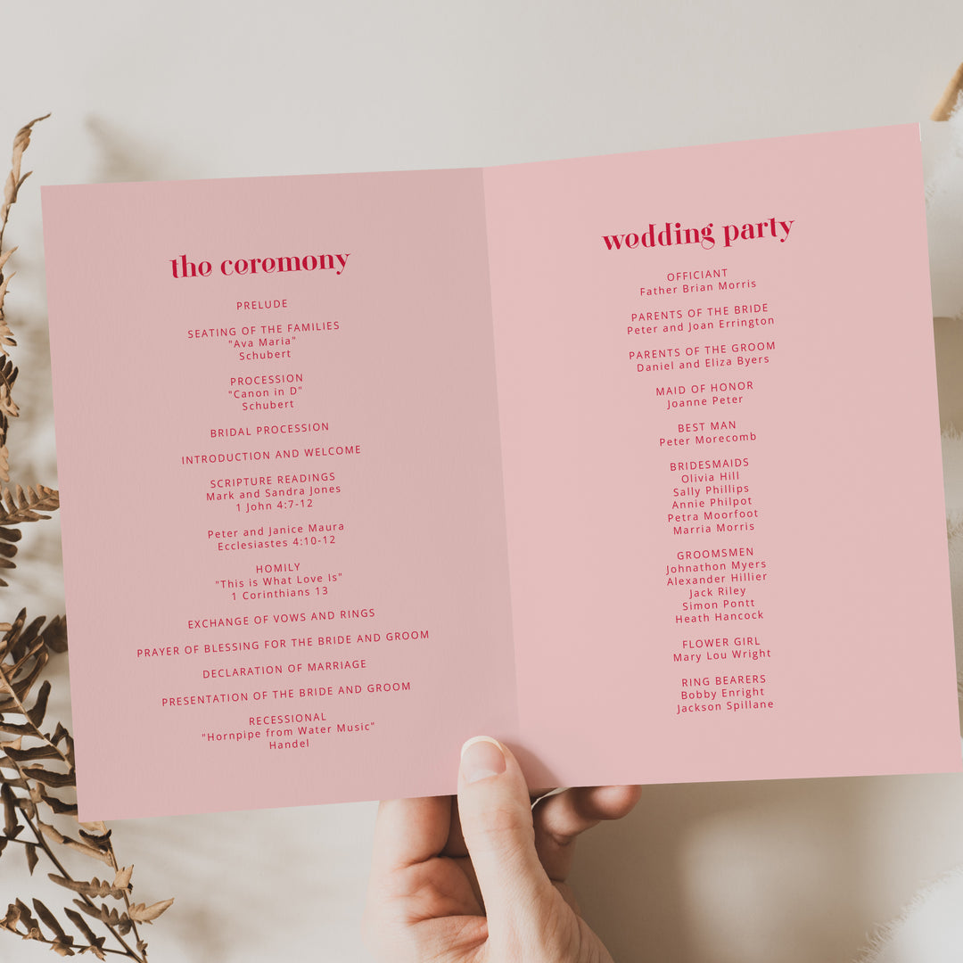 Amore Half Fold Ceremony Program