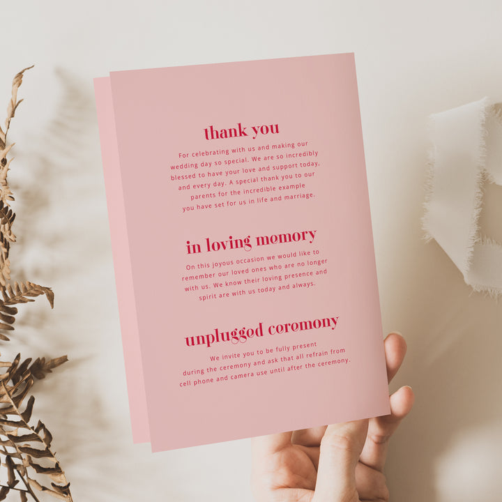 Amore Half Fold Ceremony Program