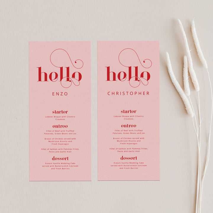Amore Guest Name Menu