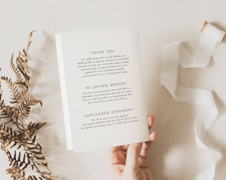 Modern Monogram Half Fold Ceremony Program