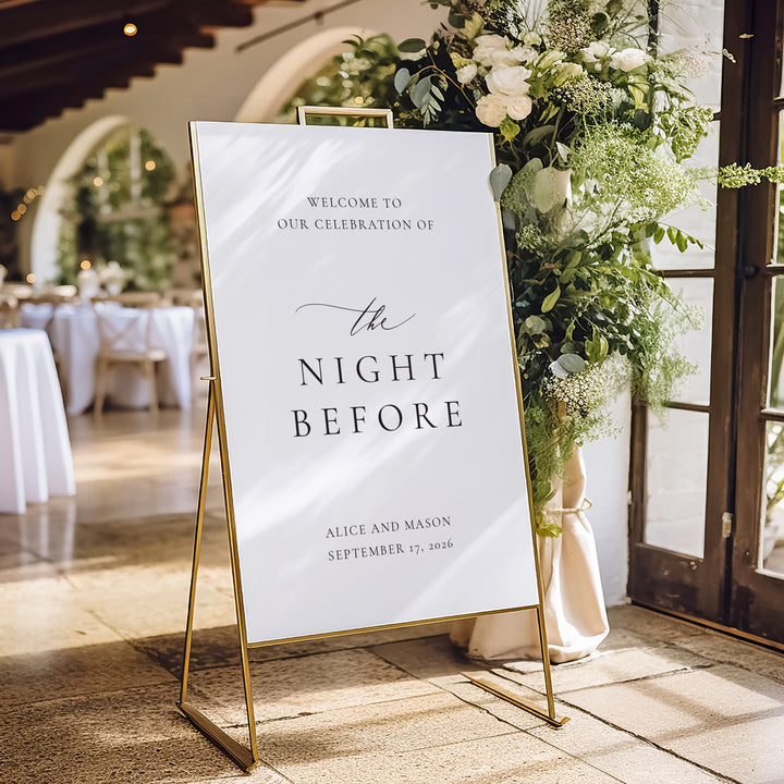 Classic Minimalist The Night Before Welcome Sign