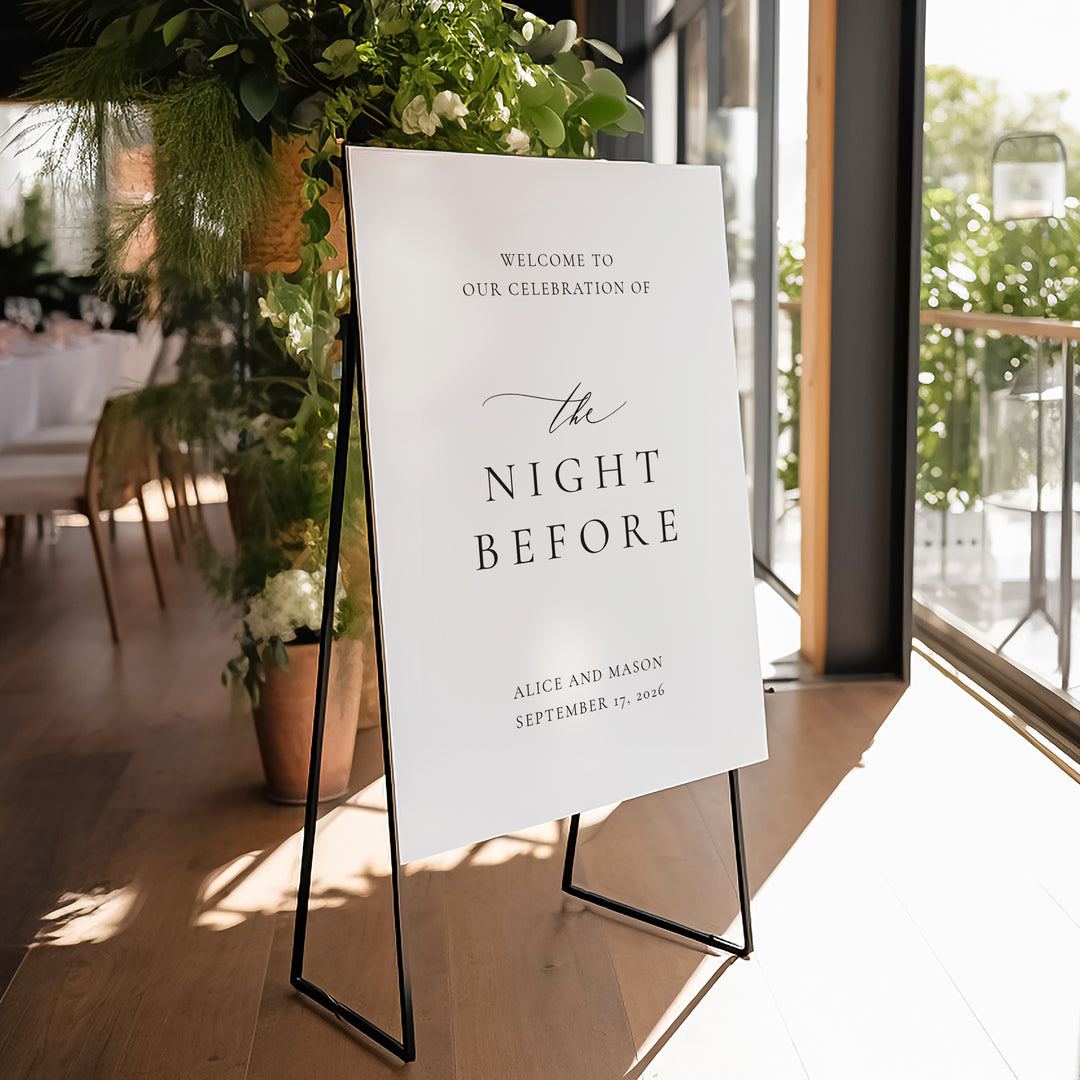 Classic Minimalist The Night Before Welcome Sign