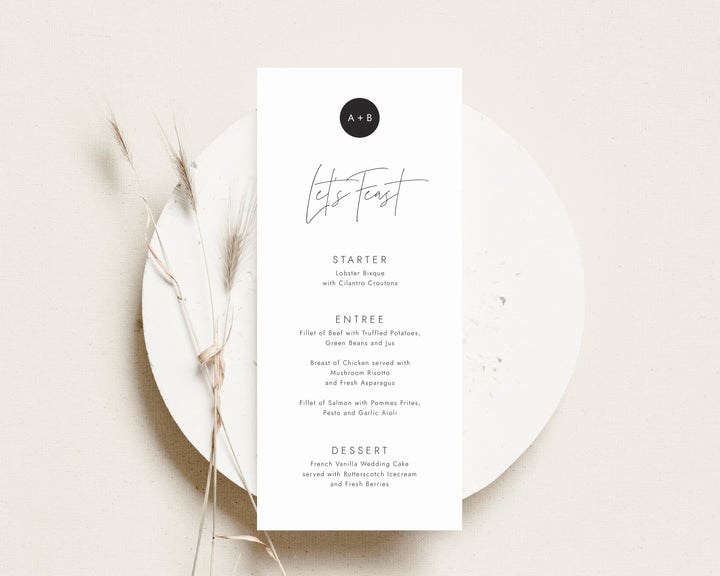 Modern Monogram Menu