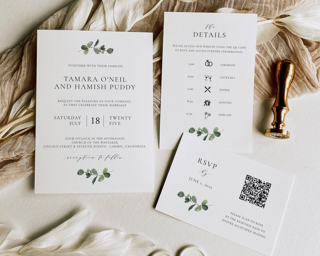 Eucalyptus Wedding Invitaion Suite