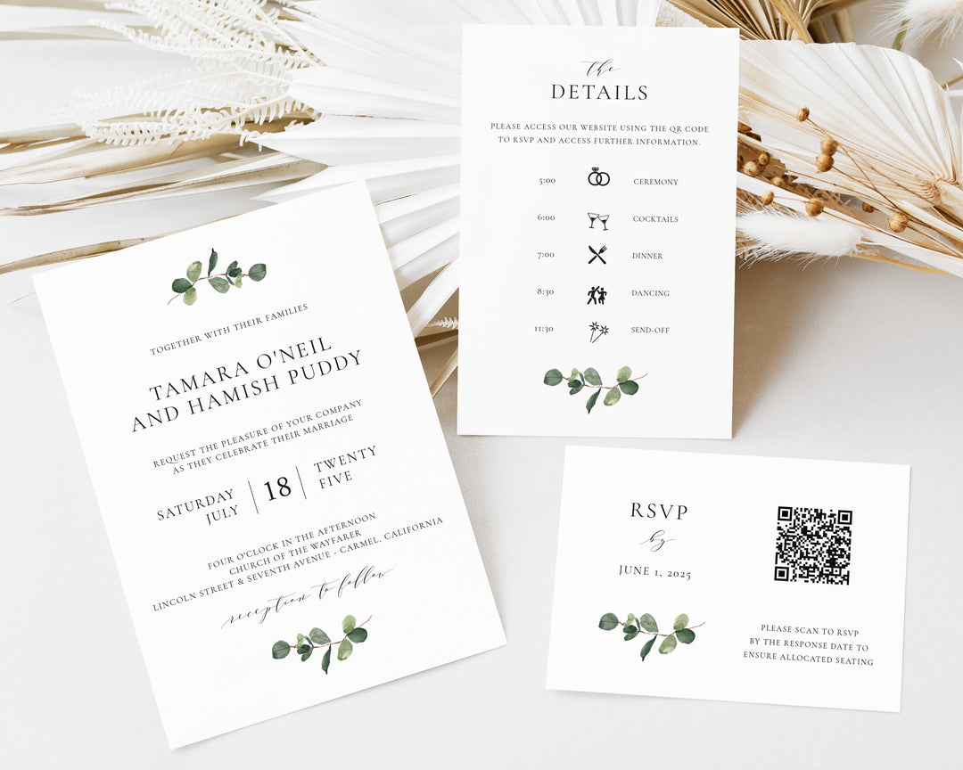 Eucalyptus Wedding Invitation Suite