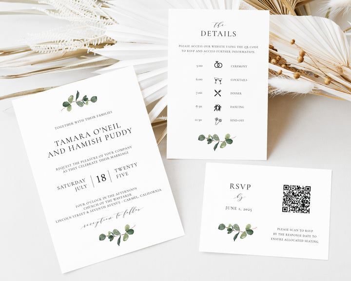 Eucalyptus Wedding Invitation Suite