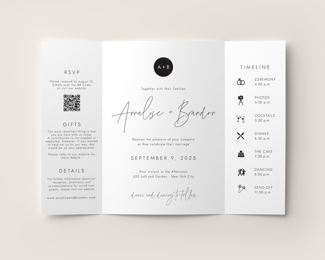 Modern Monogram Gatefold Wedding Invitation