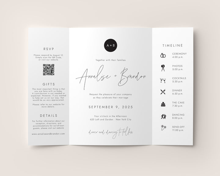 Modern Monogram Gatefold Wedding Invitation