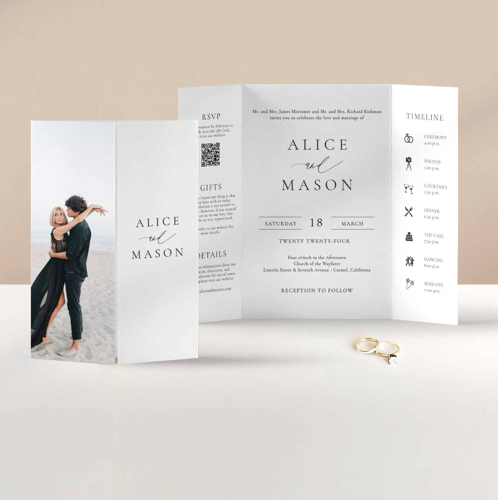 Gatefold Invitation with rings