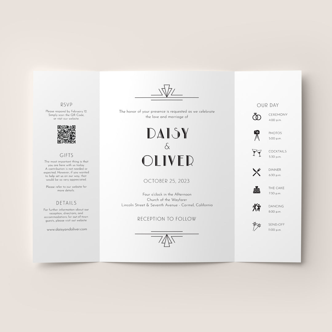 Gatsby Gatefold Wedding Invitation