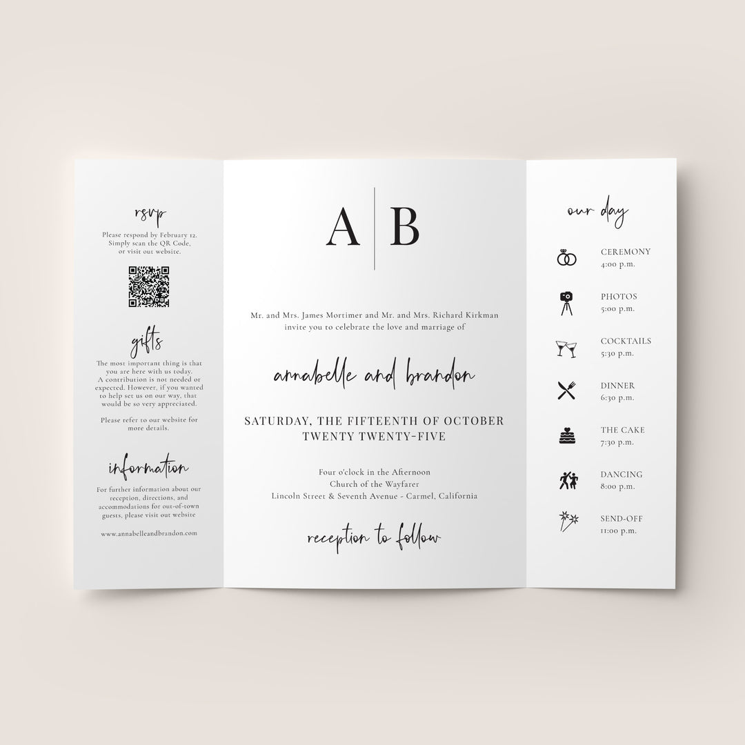 Modern Initials Gatefold Wedding Invitation