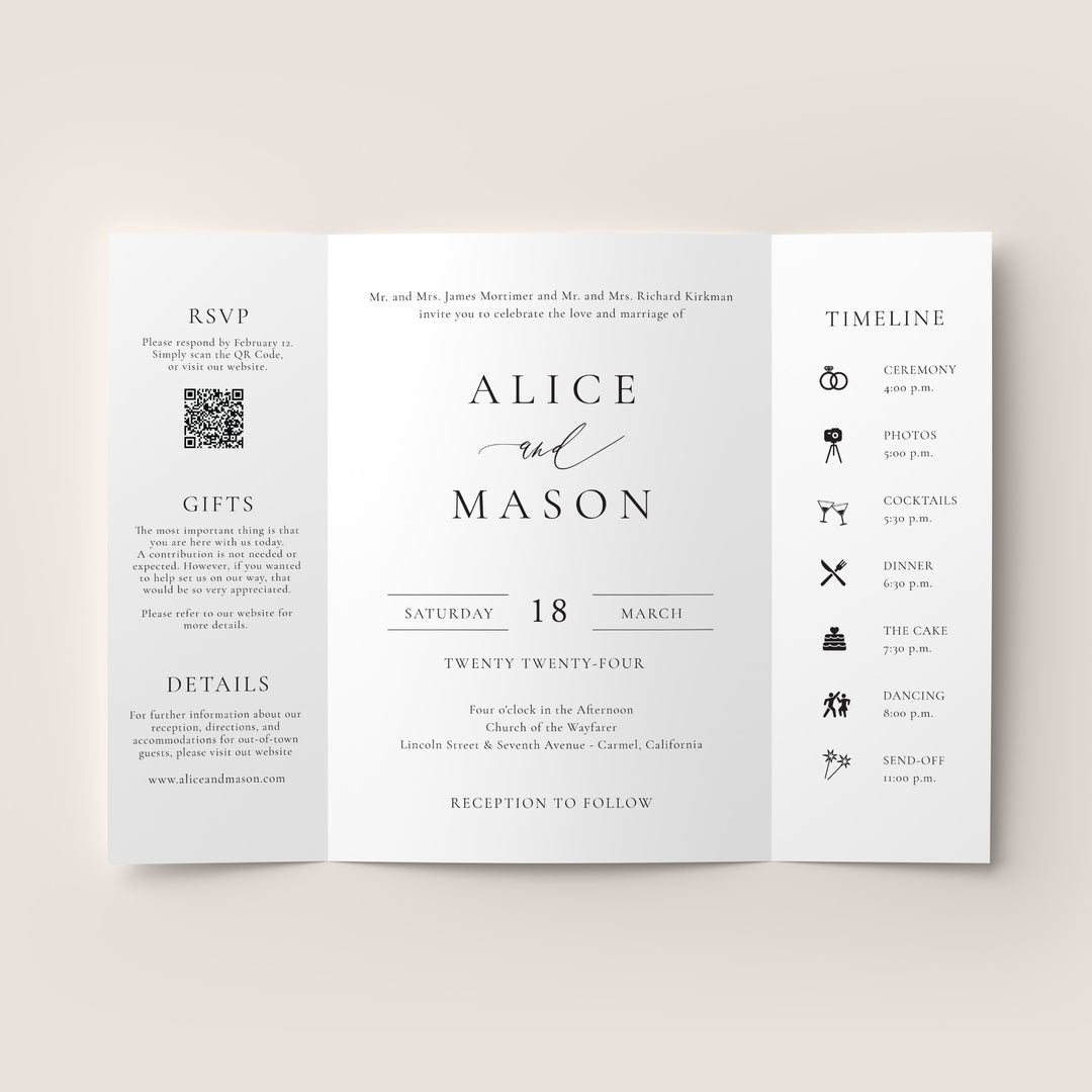 Classic Minimalist Gatefold Wedding Invitation