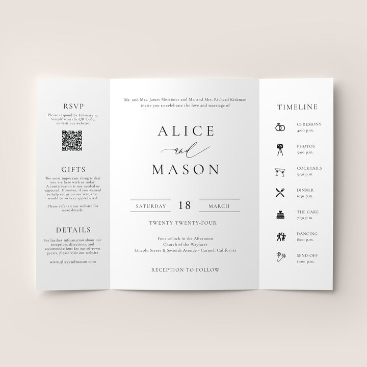 Classic Minimalist Gatefold Wedding Invitation