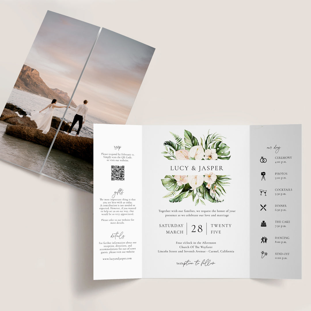 Couple on a beautiful beach Gatefold Wedding Invitation Key West