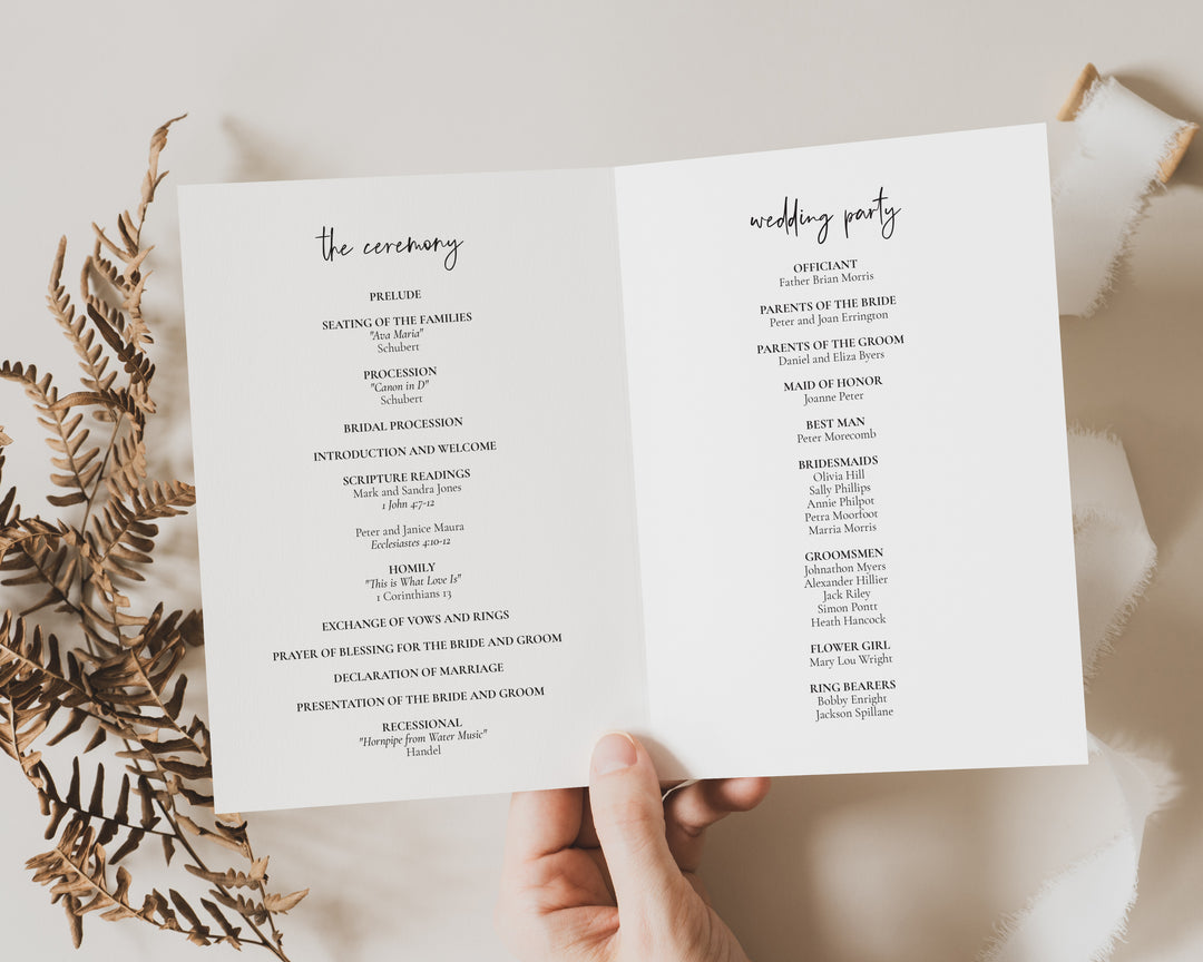 Modern Initials Half Fold Ceremony Program
