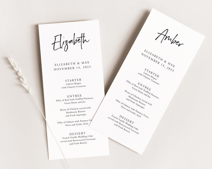 Wild Spirit Guest Name Menu