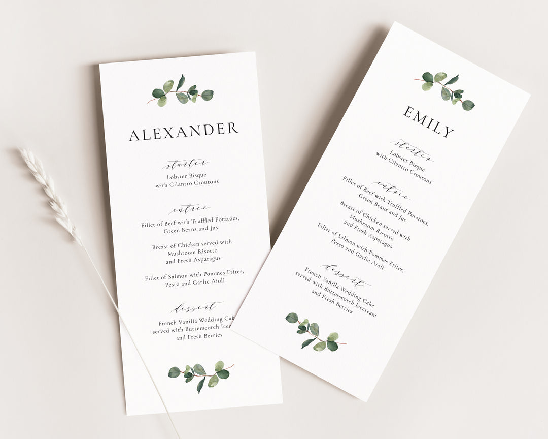 Eucalyptus Guest Name Menu