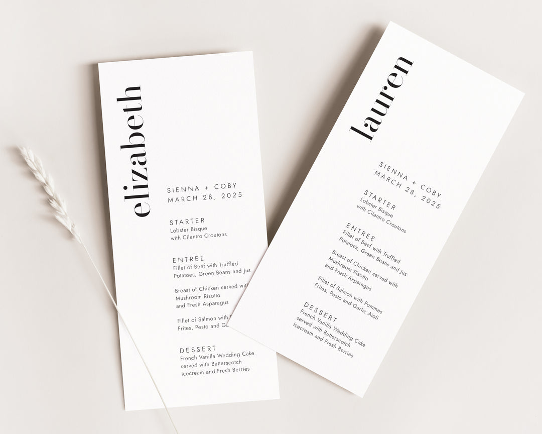 Mad Love Guest Name Menu