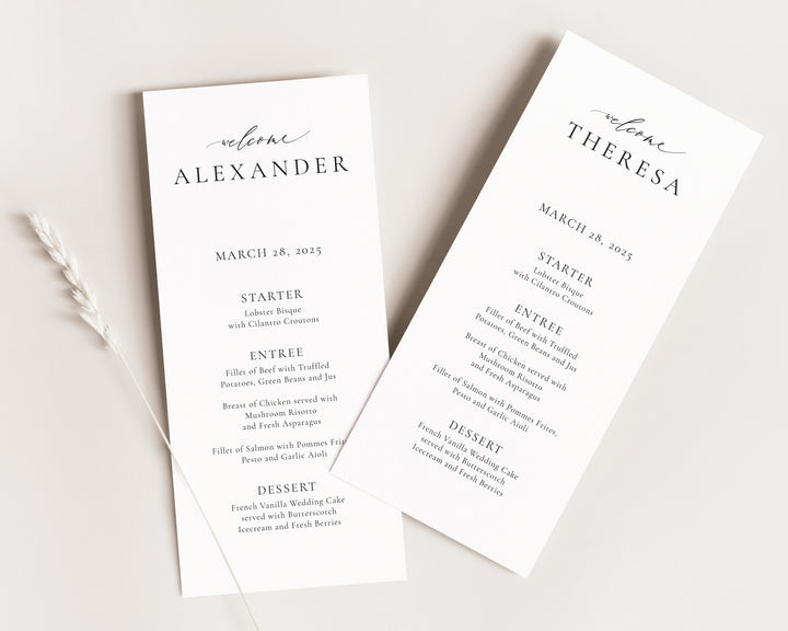 Classic Minimalist Guest Name Menu
