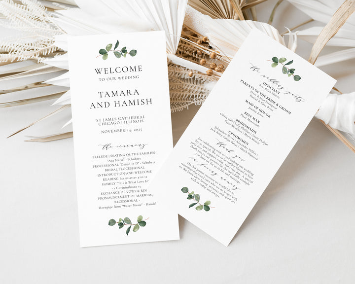 Eucalyptus Tea Length Ceremony Program