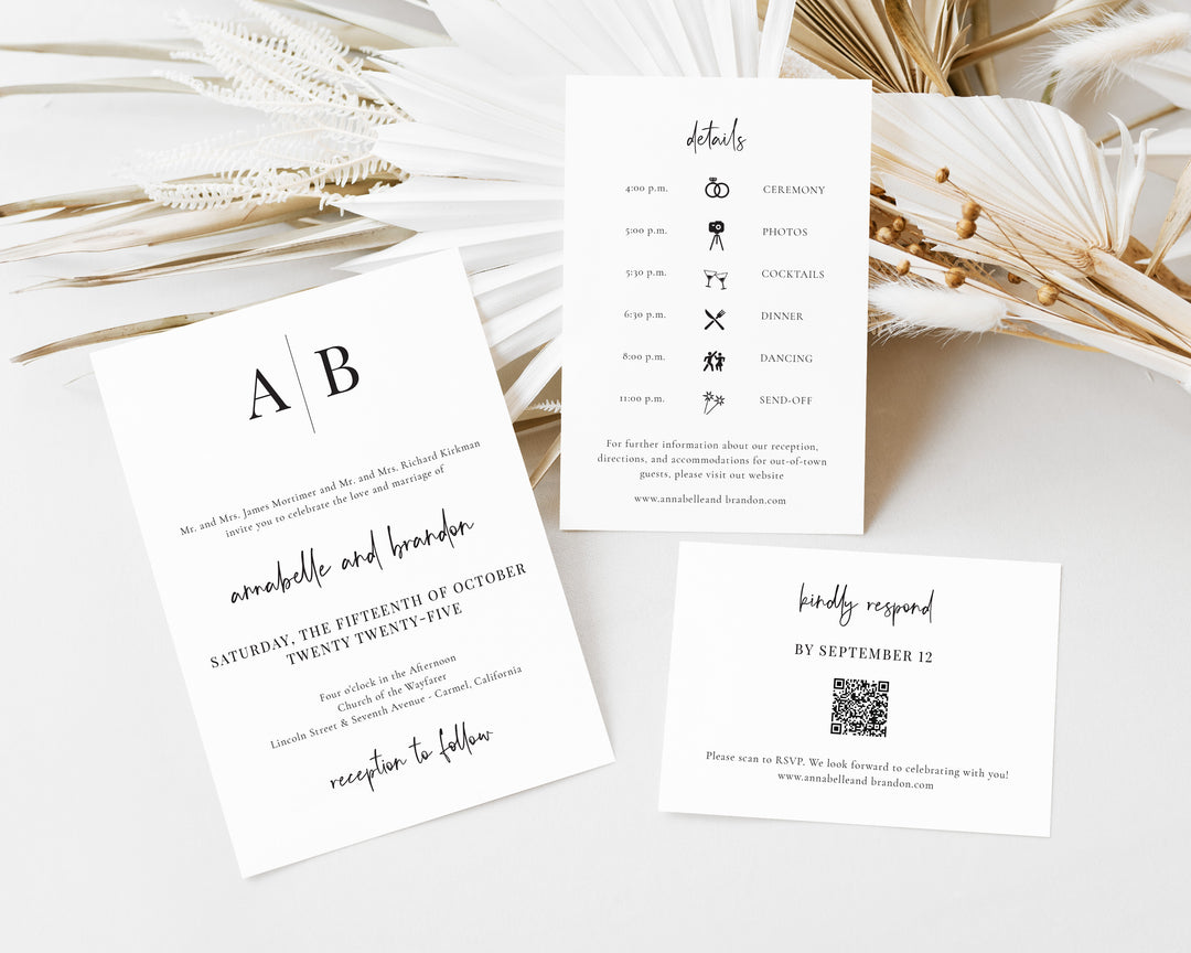 Modern Initials Wedding Invitation Suite