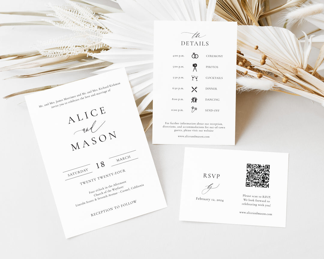 Classic Minimalist Wedding Invitation Suite