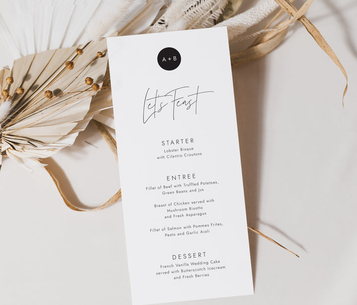Modern Monogram Menu