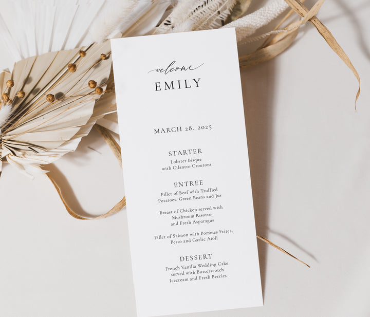Classic Minimalist Guest Name Menu