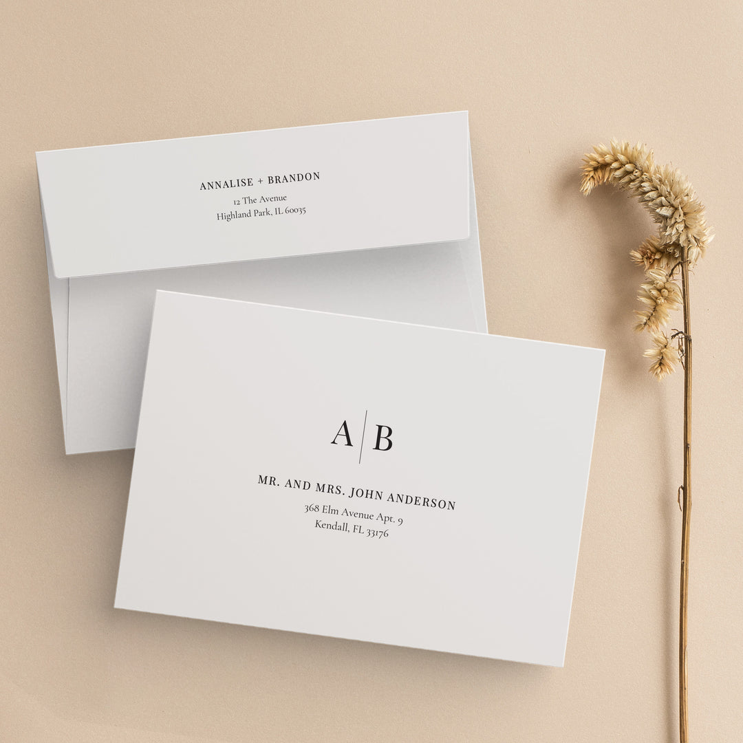 Envelopes on Beige Bcakground with Wild Flower