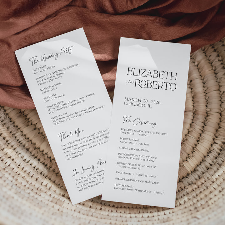 Bohemian Luxe Tea Length Ceremony Program