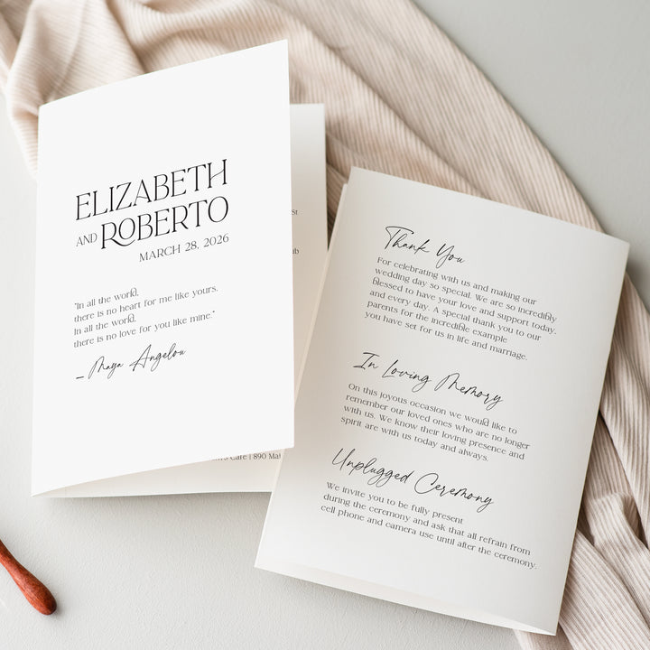 Bohemian Luxe Half Fold Ceremony Program
