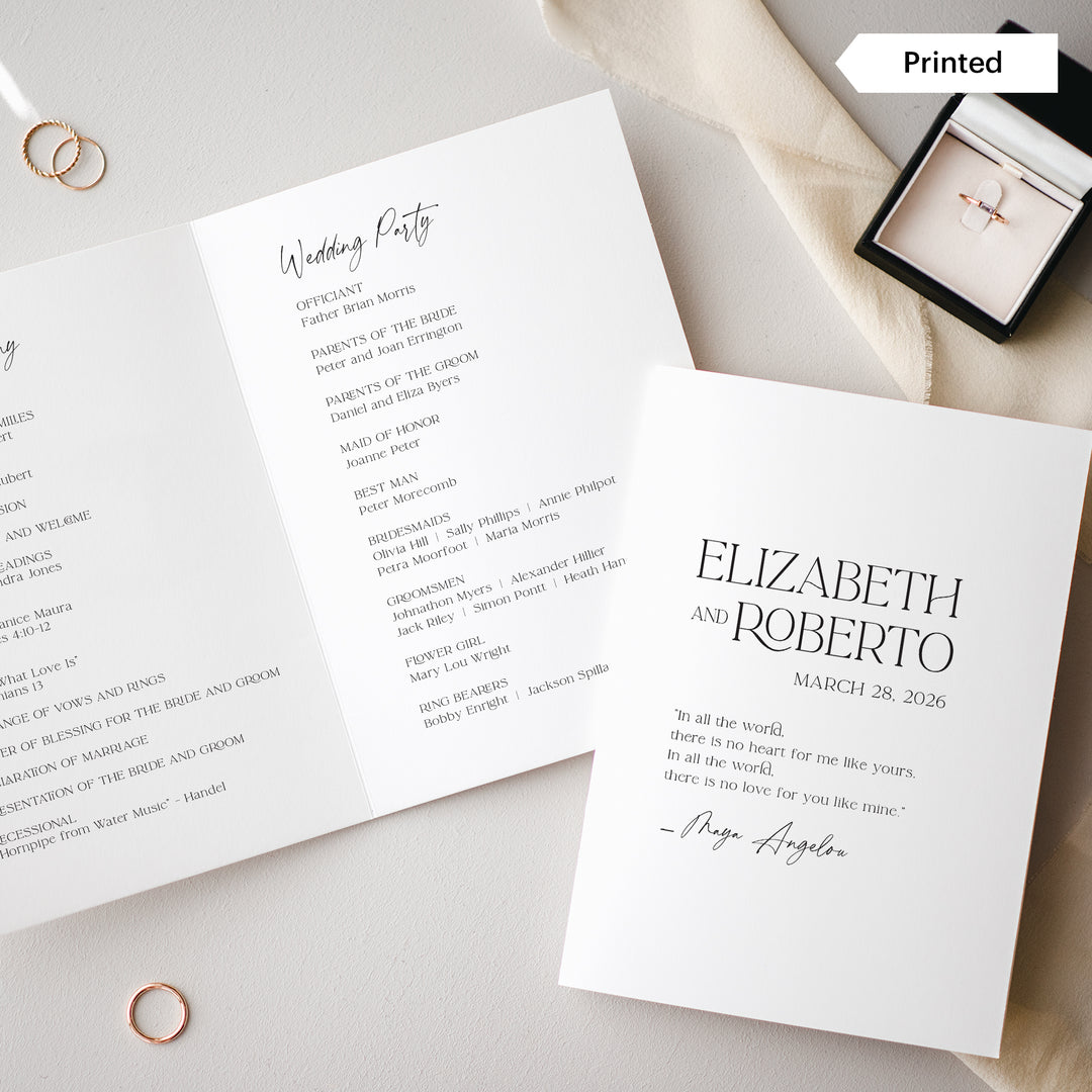 Bohemian Luxe Half Fold Ceremony Program