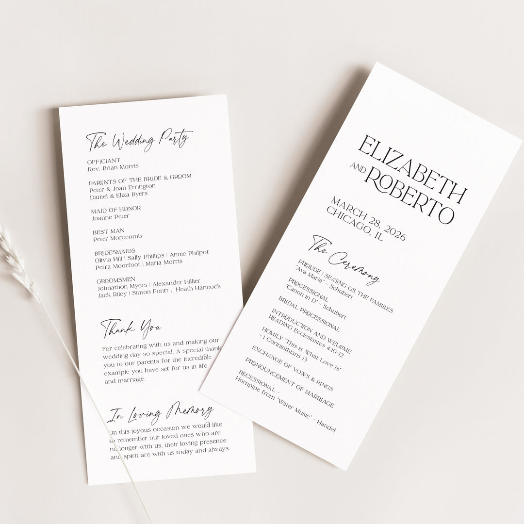 Bohemian Luxe Tea Length Ceremony Program