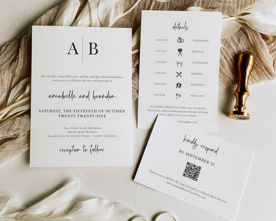 Modern Initials Wedding Invitation Suite