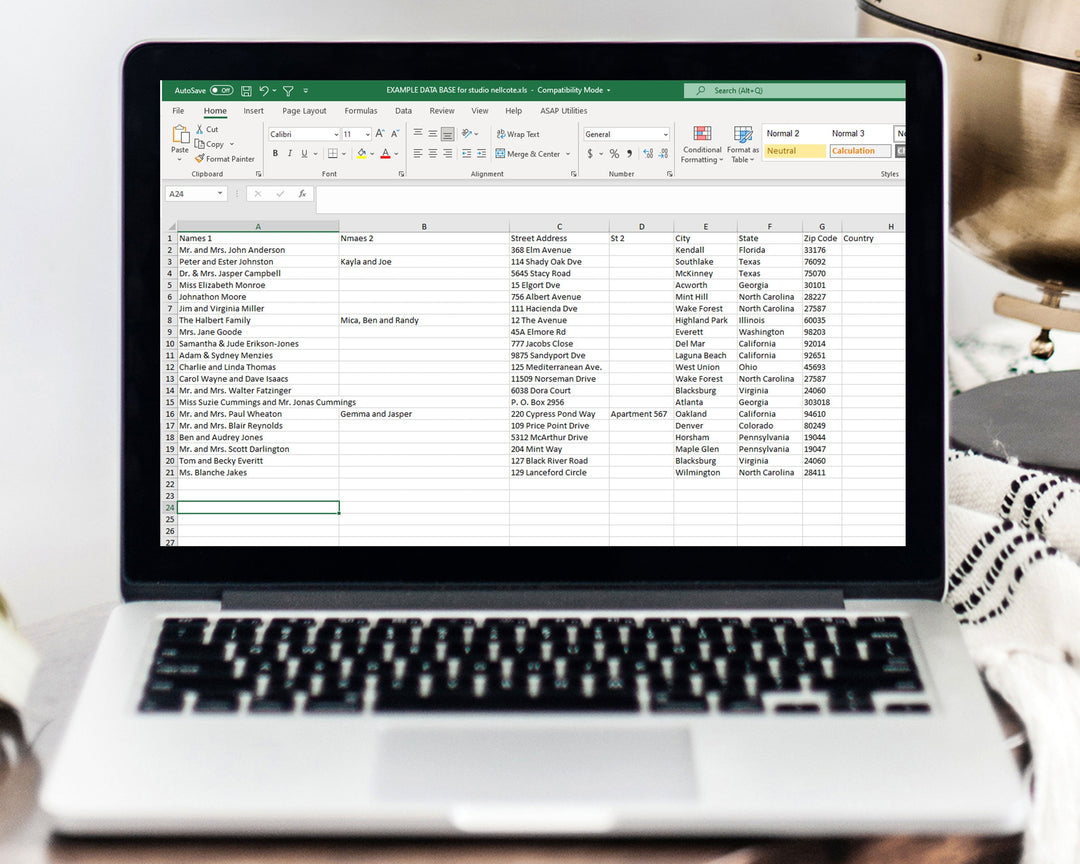Spreadsheet in excel