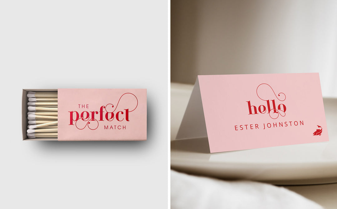 Pink and Red Matchbox and Place Card