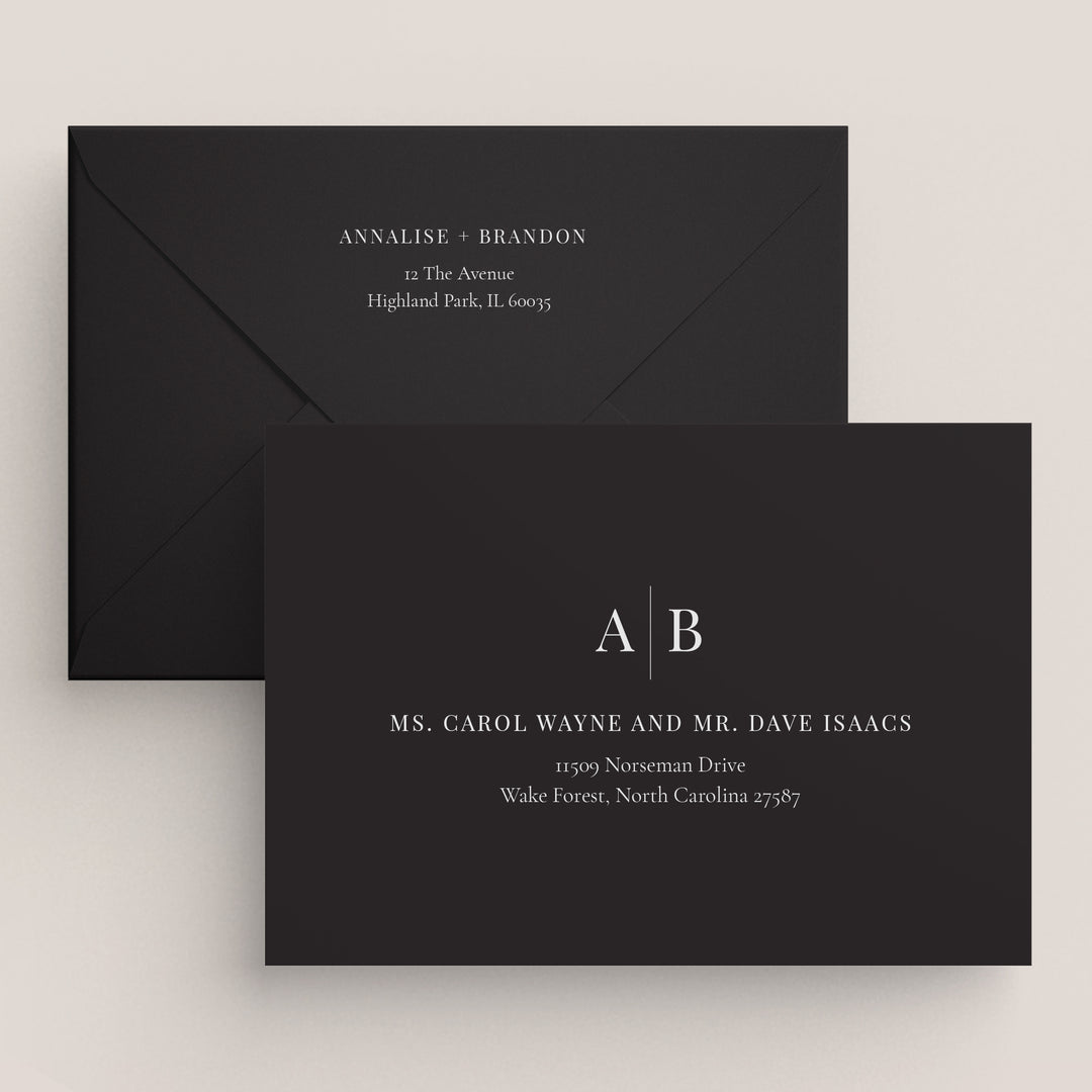 Modern Initials Collection Envelopes - White Ink Printing