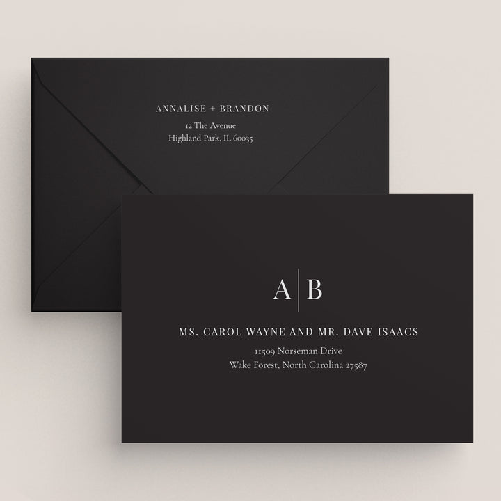 Modern Initials Collection Envelopes - White Ink Printing