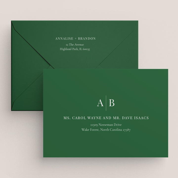 Modern Initials Collection Envelopes - White Ink Printing