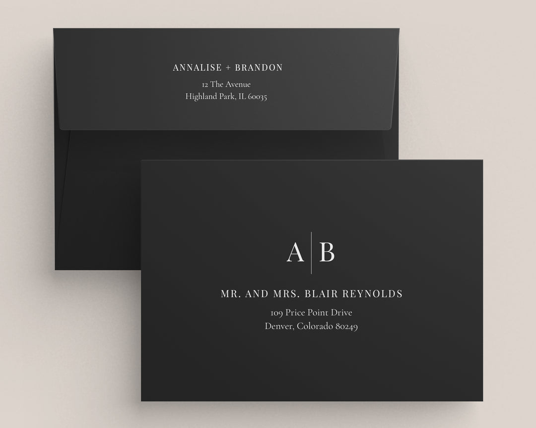 Modern Initials Collection Envelopes - White Ink Printing