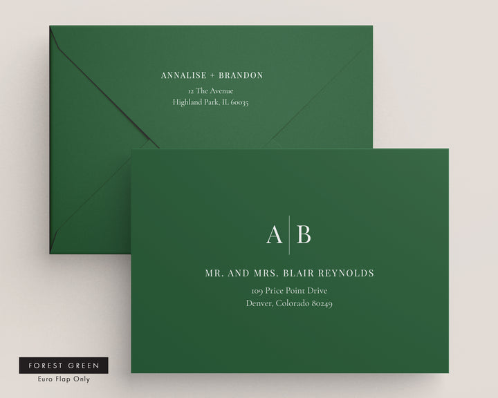 Modern Initials Collection Envelopes - White Ink Printing
